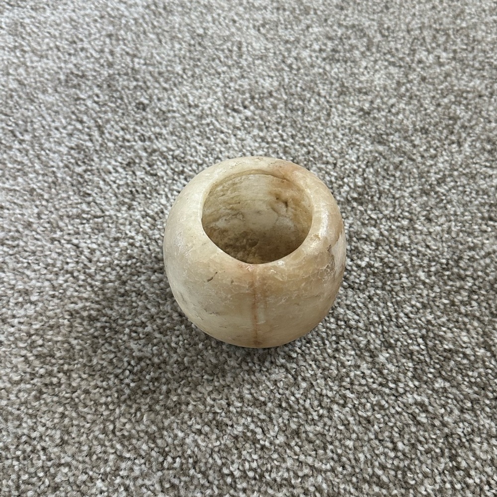 Natural Cream Alabaster Sphere Votive Holder